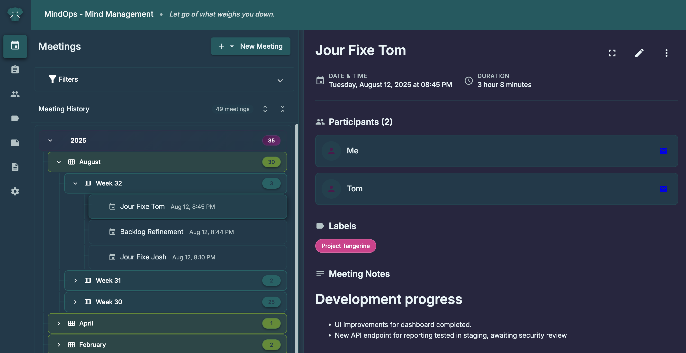 Meeting Navigation Screenshot