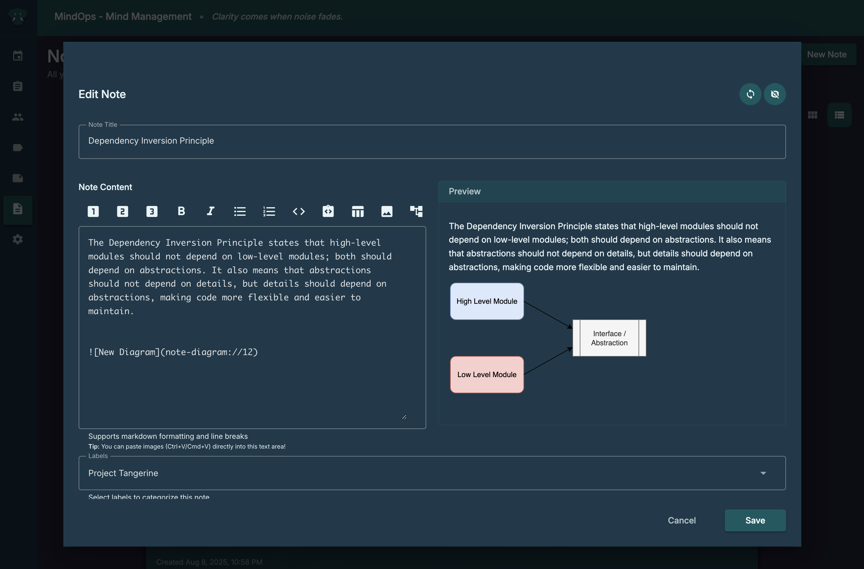 Note Editor Screenshot